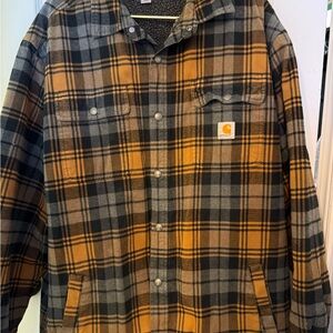 Carhartt Brown and Black Plaid Shirt Jacket